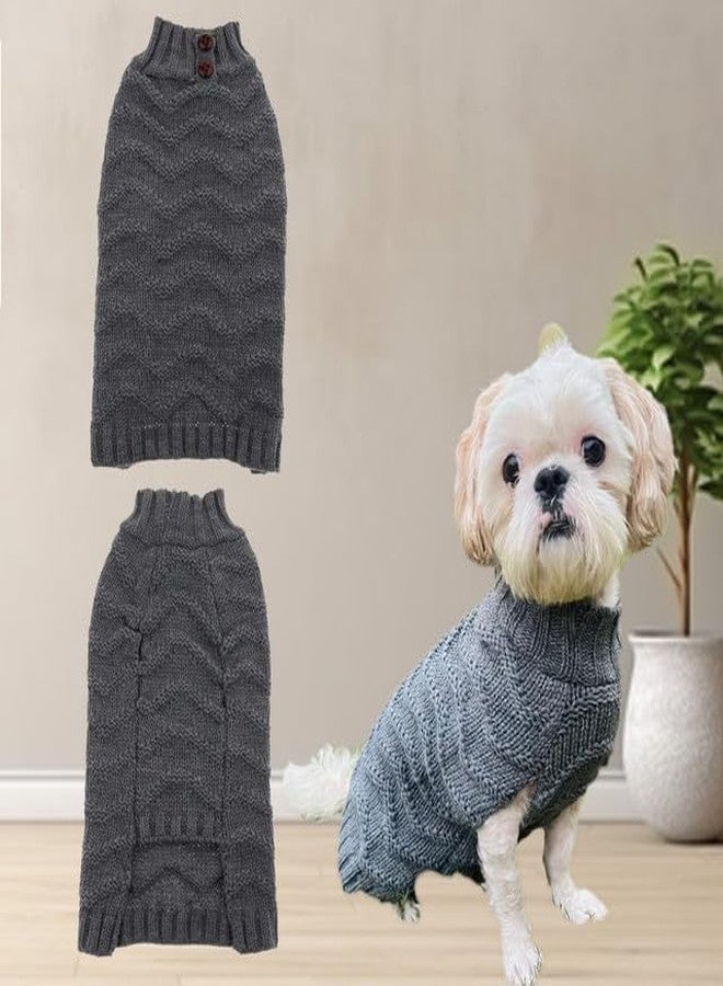 Lulala Dog Sweater, Turtleneck Sweater for Small Dogs, Soft Sweater Knitwear Dog Winter Warm Clothes for Dogs (Gray, 14 Inch) - Image 3